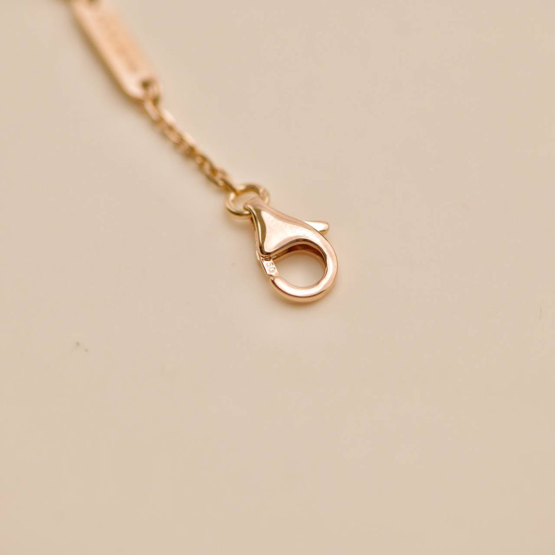 Preloved VCA Vintage Alhambra Diamond Pink Sèvres Porcelain 2015 Holiday Pendant Necklace