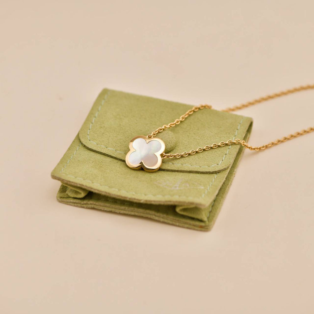 Preowned Van Cleef & Arpels Pure Alhambra Mother of Pearl 18K Yellow Gold Pendant Necklace