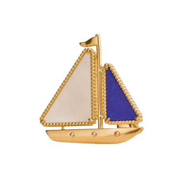 Preloved Van Cleef & Arpels Lapis Lazuli Mother of pearl Lucky Summer Boat clip