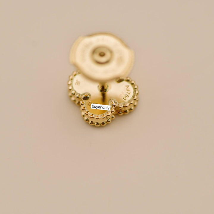 Second Hand Van Cleef Sweet Alhambra Turquoise 18K Yellow Gold Earrings
