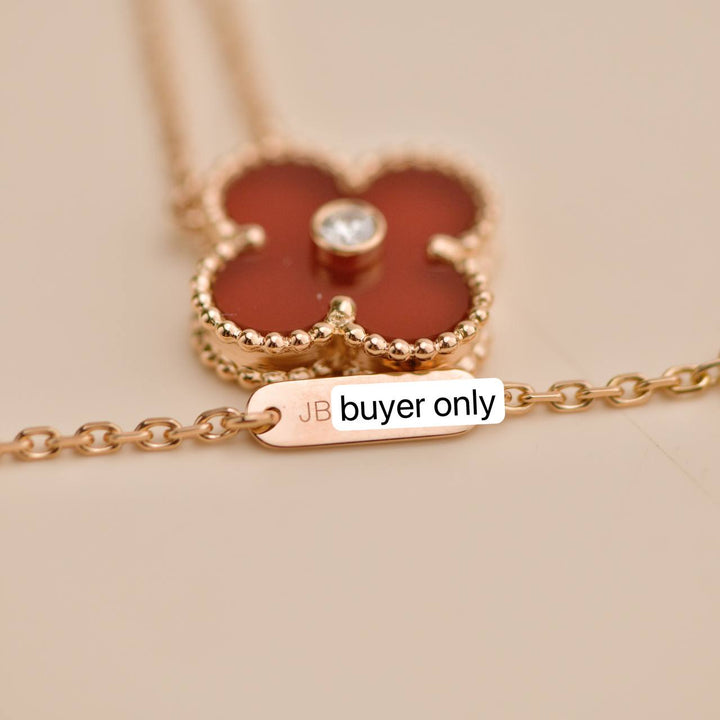 Second Hand Van Cleef Carnelian Diamond 18K Rose Gold 2011 Holiday Pendant