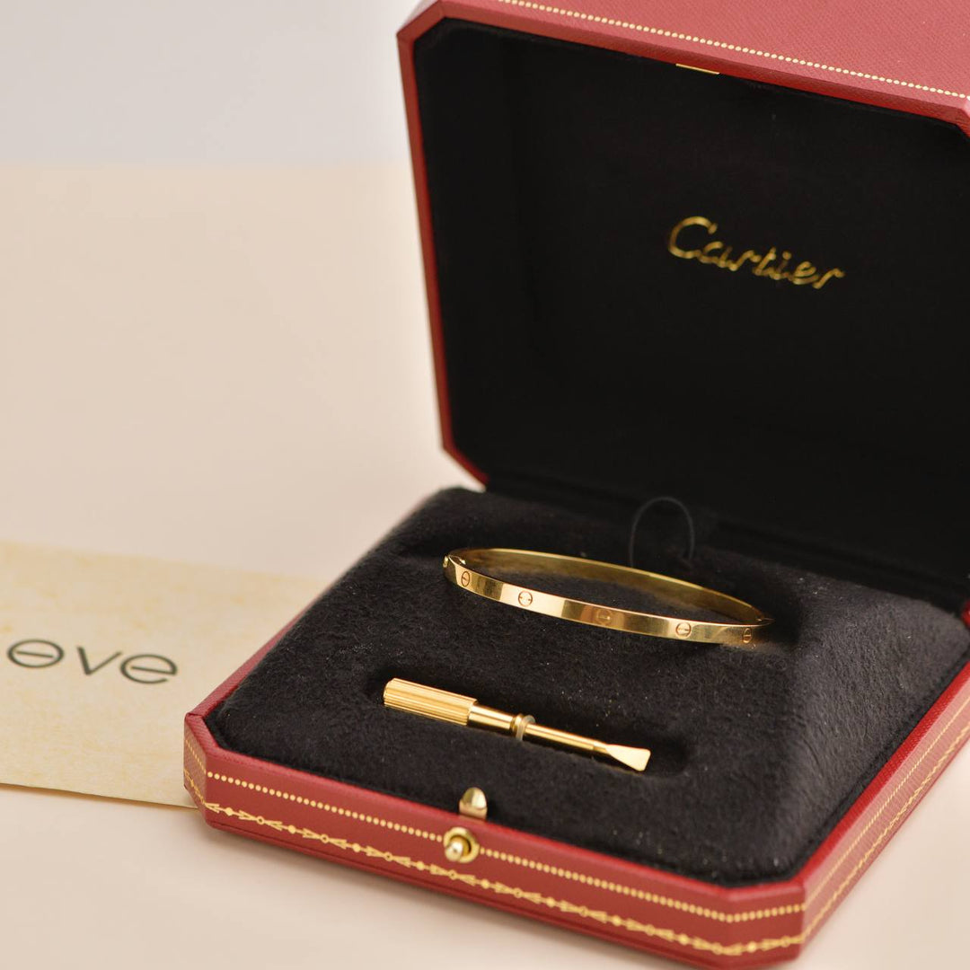 Preowned Cartier Love Bracelet Small Model 18K Yellow Gold Bracelet Size 17