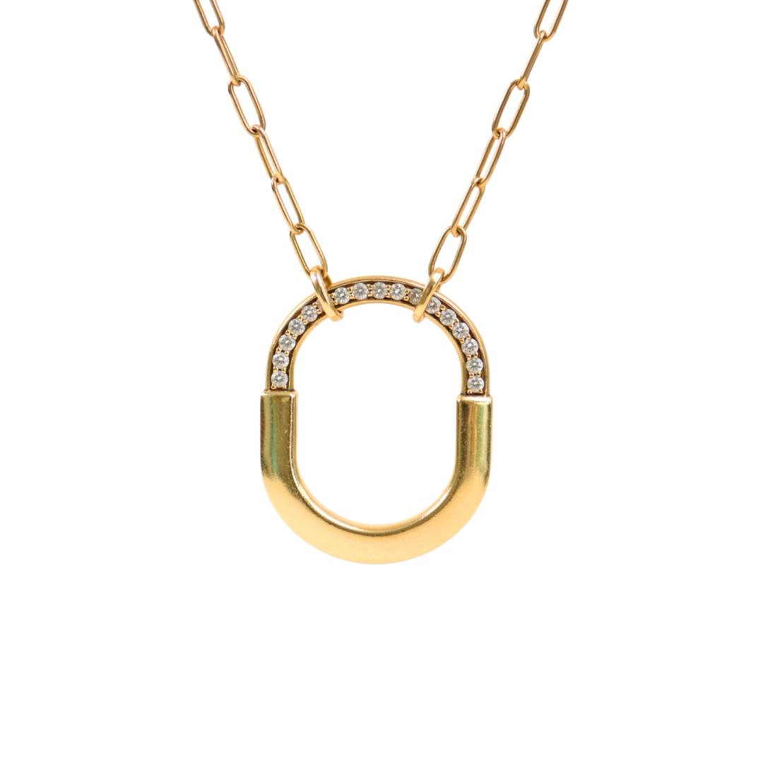 Preloved Tiffany & Co. Lock Diamond Pendant 18K Yellow Gold Medium Model Necklace