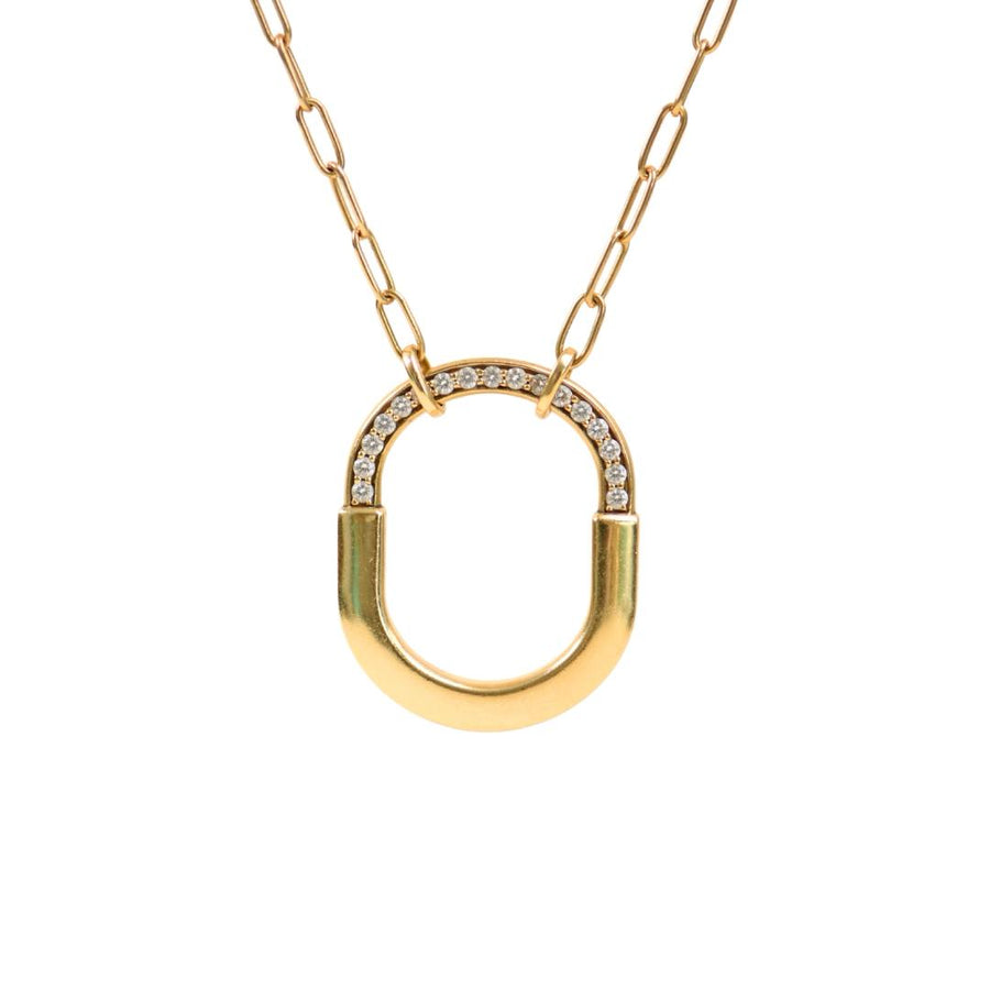 Preloved Tiffany & Co. Lock Diamond Pendant 18K Yellow Gold Medium Model Necklace
