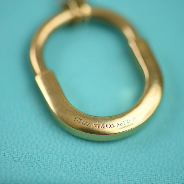 Used Tiffany Lock Diamond Pendant 18K Yellow Gold Medium Model Necklace