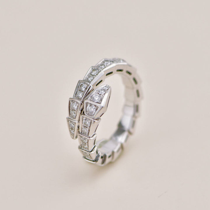 Preowned Bvlgari Serpenti Viper 18K White Gold Ring 