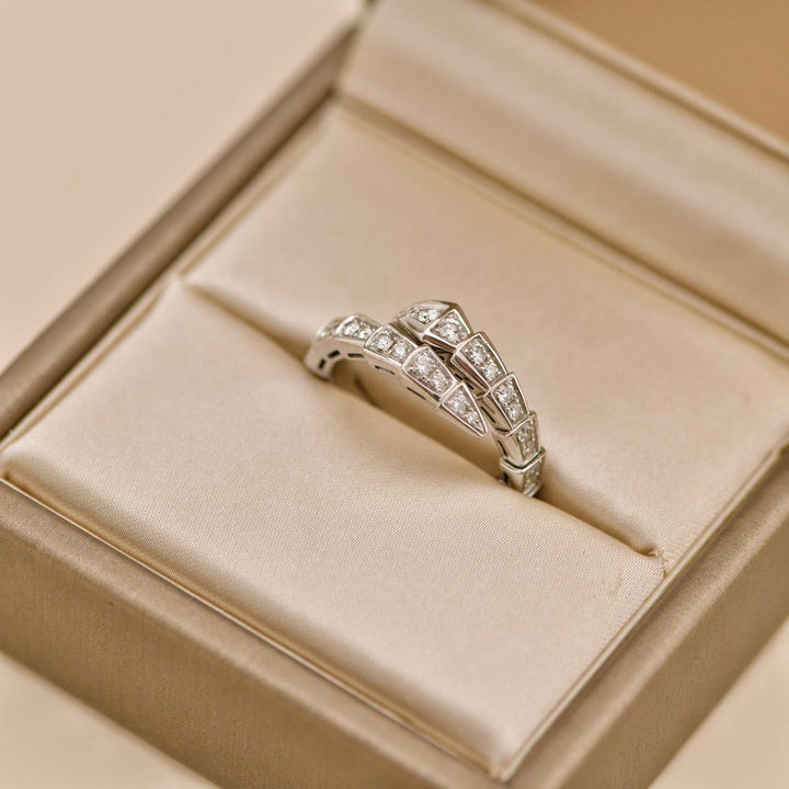 Used Bvlgari Serpenti Viper Diamond 18K White Gold Ring Size M