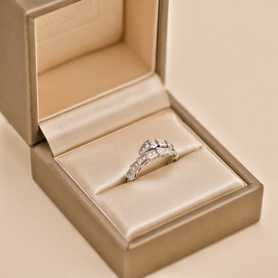 Second Hand Bvlgari Serpenti Viper Diamond 18K White Gold Ring Size M