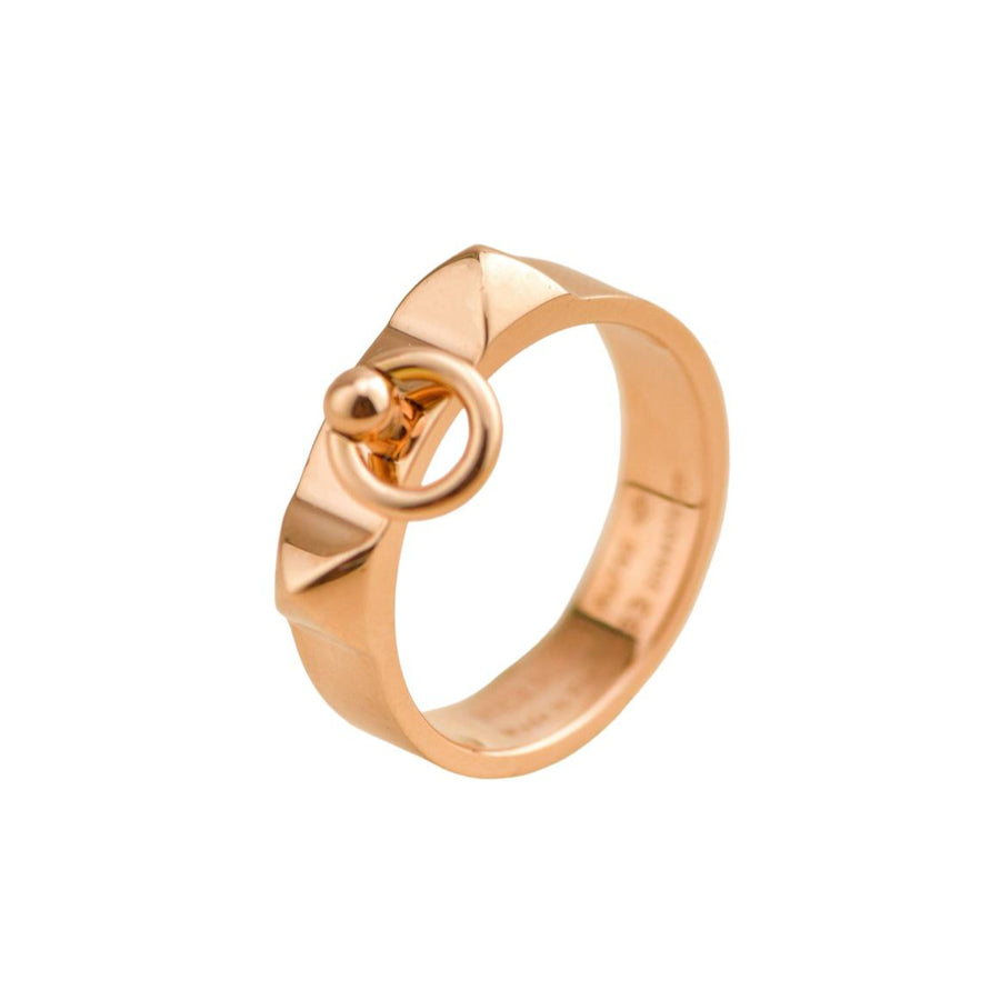 Preloved Hermès Collier de chien 18K Rose Gold Small Model Ring Size 53