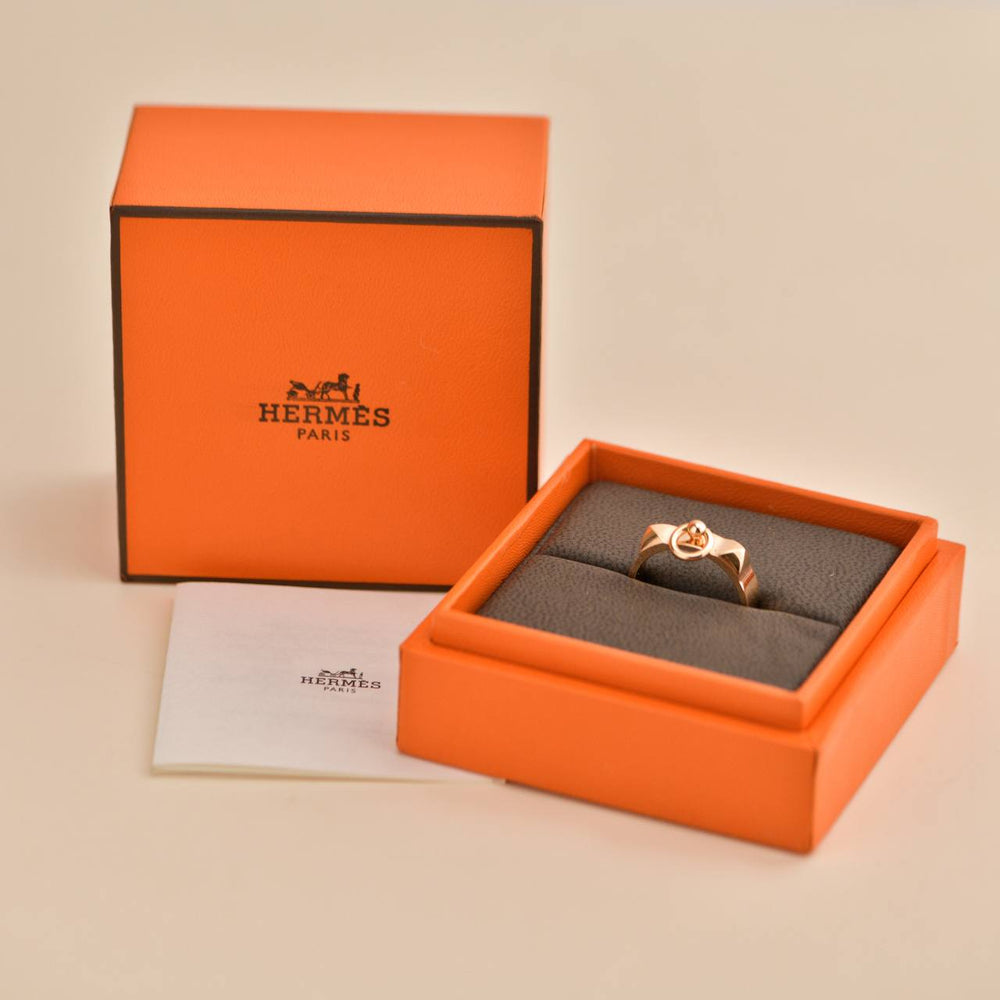 Preowned Hermès Collier de chien 18K Rose Gold Small Model Ring Size 53