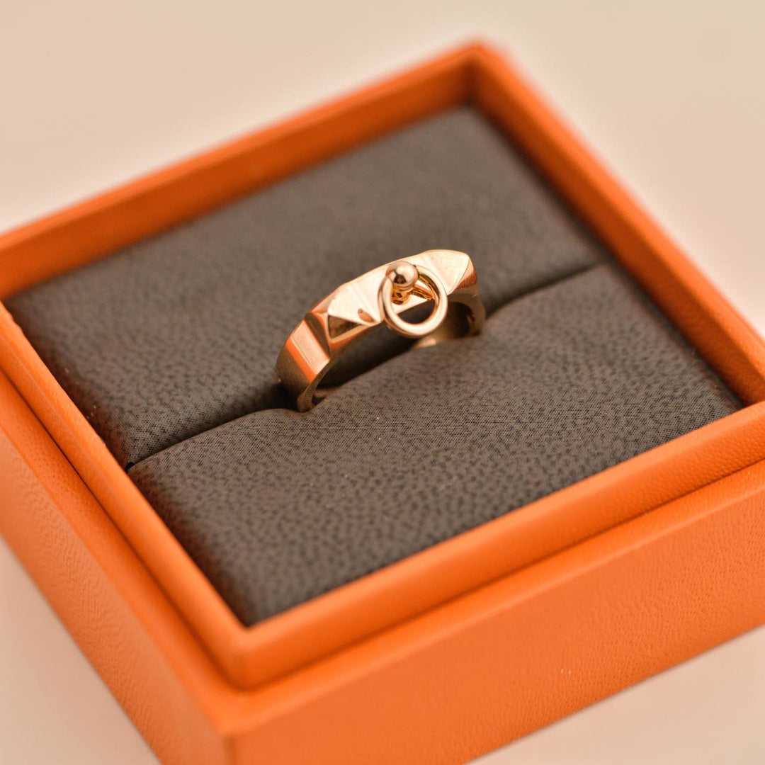 Second Hand Hermès Collier de chien 18K Rose Gold Small Model Ring Size 53