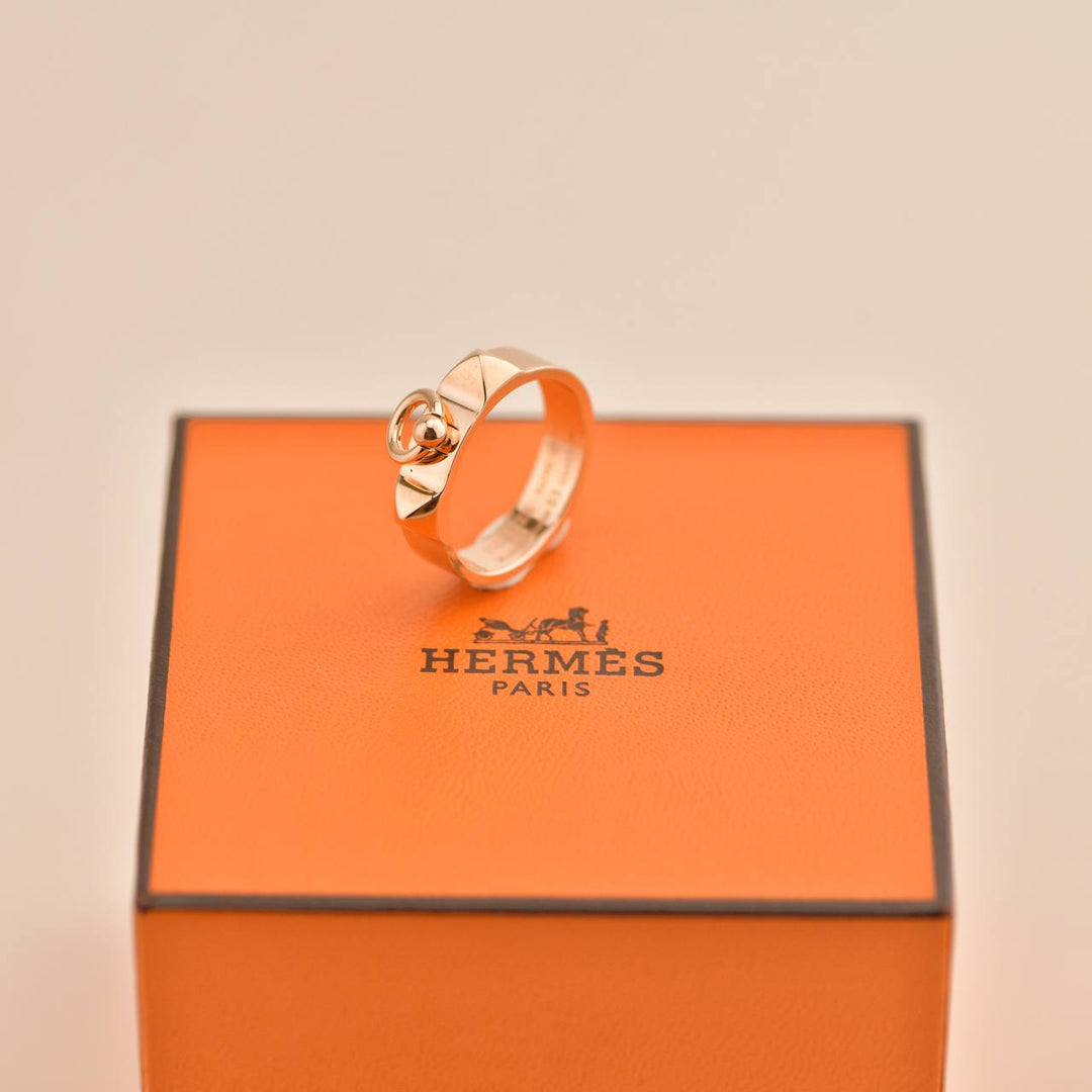 Used Hermès Collier de chien 18K Rose Gold Small Model Ring Size 53
