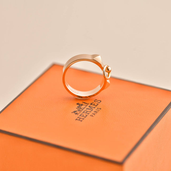 Preloved Hermès Collier de chien 18K Rose Gold Small Model Ring 