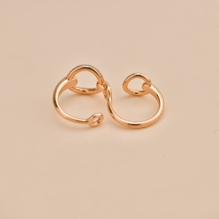 Preowned Hermès Filet d'Or Double Diamond 18K Rose Gold Large Model Ring
