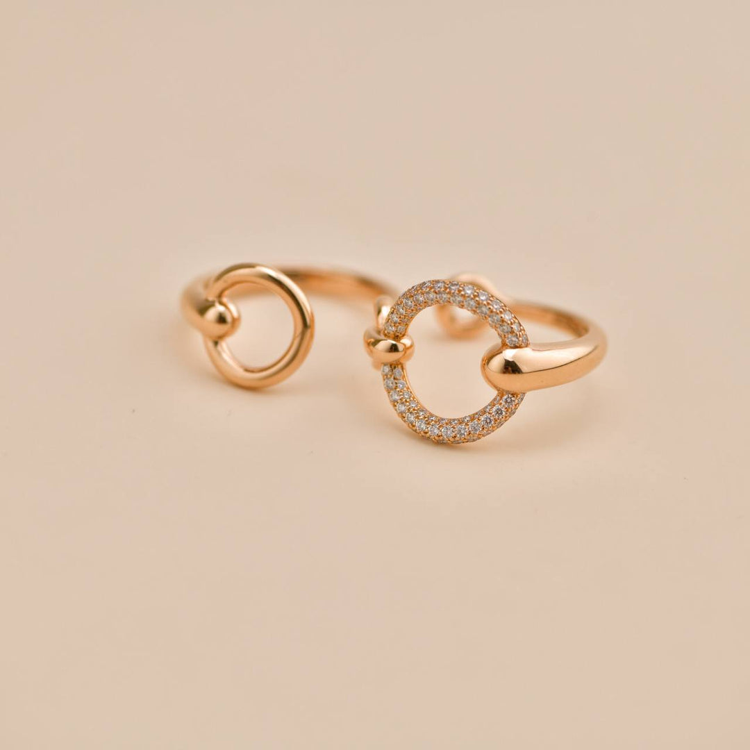 Second Hand Hermès Filet d'Or Double Diamond 18K Rose Gold Large Model Ring