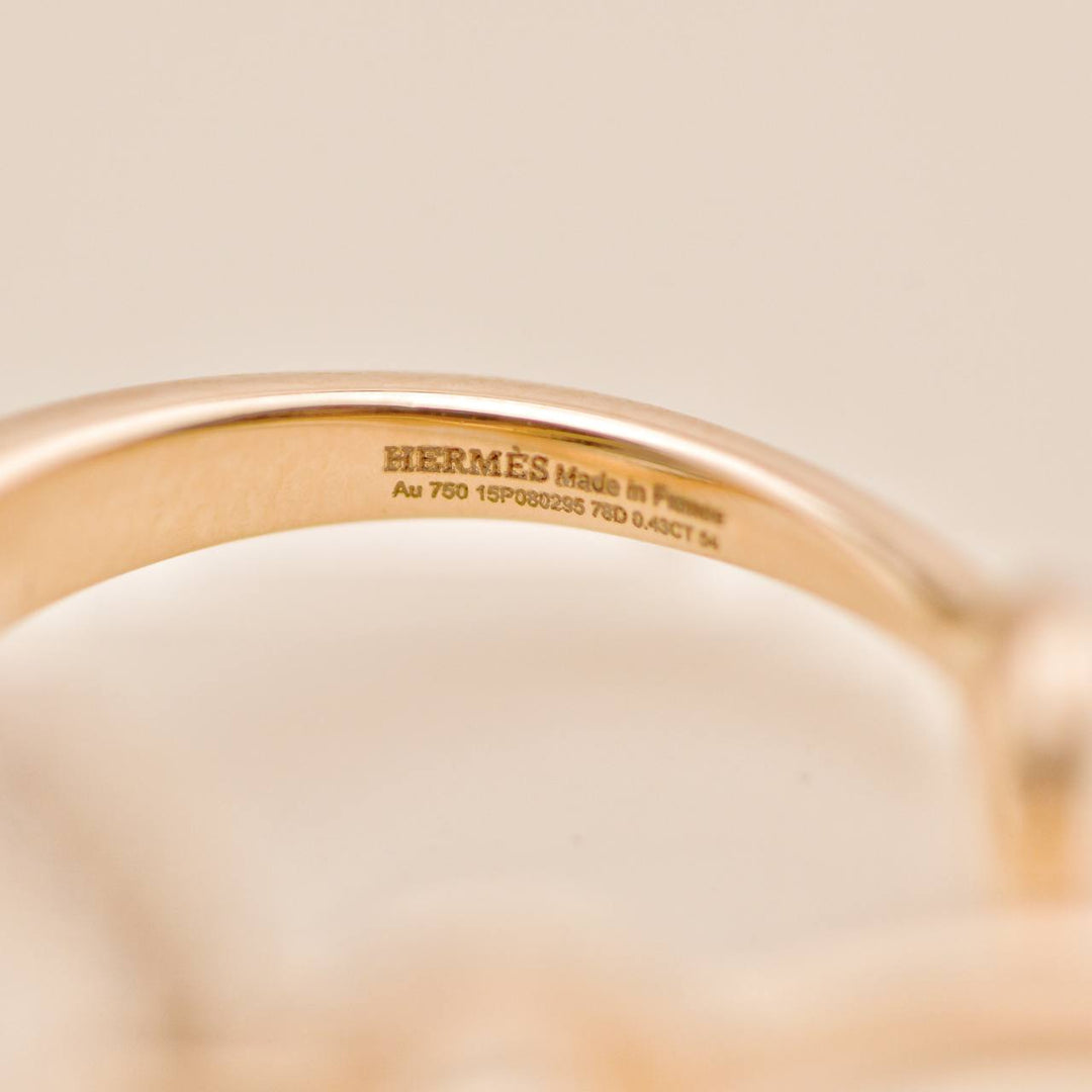 Used Hermès Filet d'Or Double Diamond 18K Rose Gold Large Model Ring