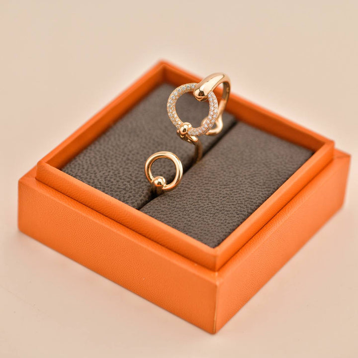 Preloved Hermès Filet d'Or Double Diamond 18K Rose Gold Large Model Ring