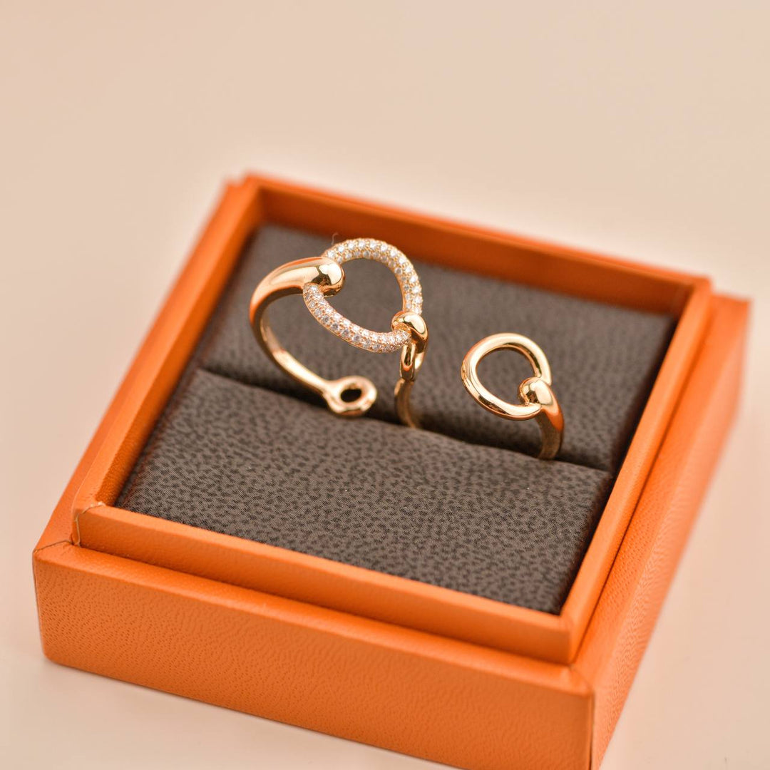 Second Hand Hermès Filet d'Or Double Diamond 18K Rose Gold Large Model Ring Size 54