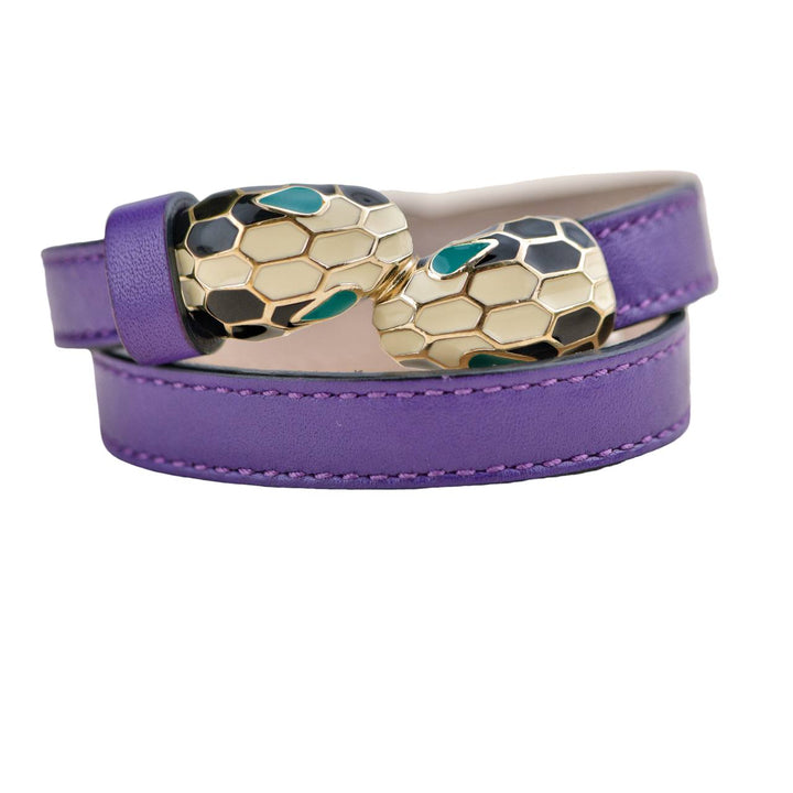 Preloved Bvlgari Serpenti Forever Enamel Purple Leather Bracelet Size S