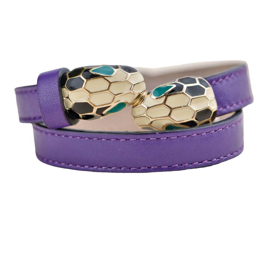 Preloved Bvlgari Serpenti Forever Enamel Purple Leather Bracelet Size S