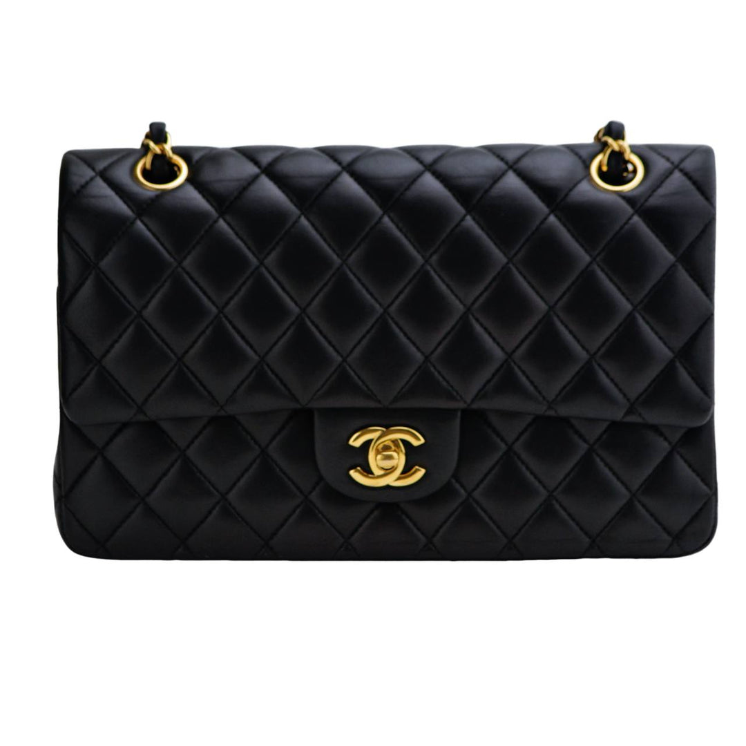 Preloved Chanel Lambskin Black Quilted Medium Classic Double Flap Bag