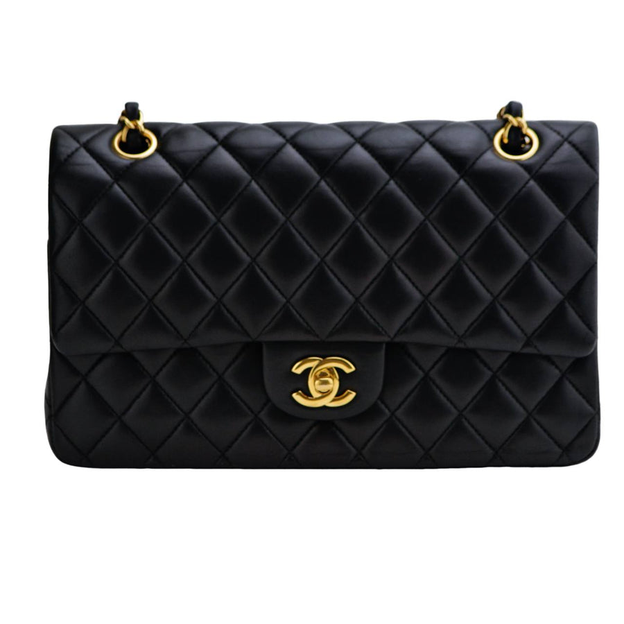 Preloved Chanel Lambskin Black Quilted Medium Classic Double Flap Bag
