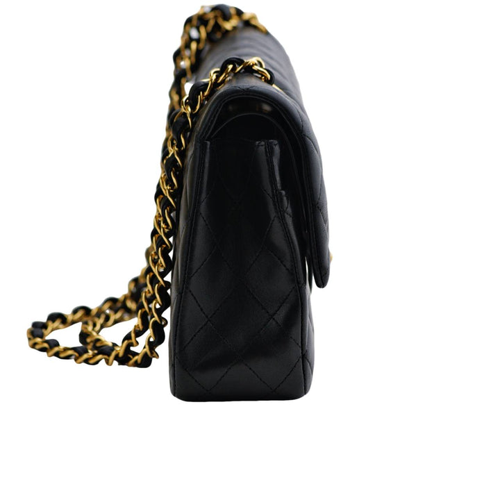 Used Chanel Lambskin Black Quilted Medium Classic Double Flap Bag