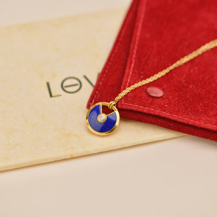 Used Cartier Amulette De Cartier 18K Yellow Gold Lapis Lazuli Necklace
