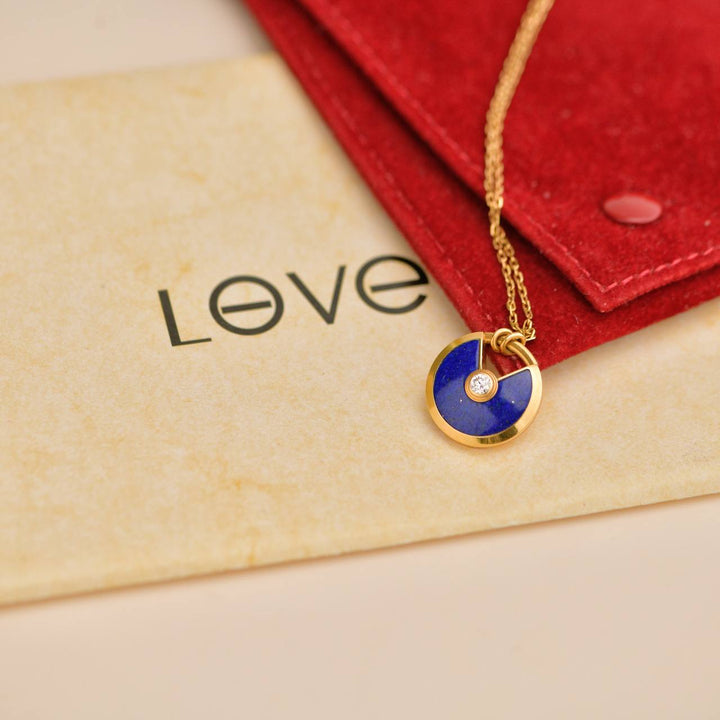 Second Hand Cartier Amulette De Cartier 18K Yellow Gold Lapis Lazuli Necklace