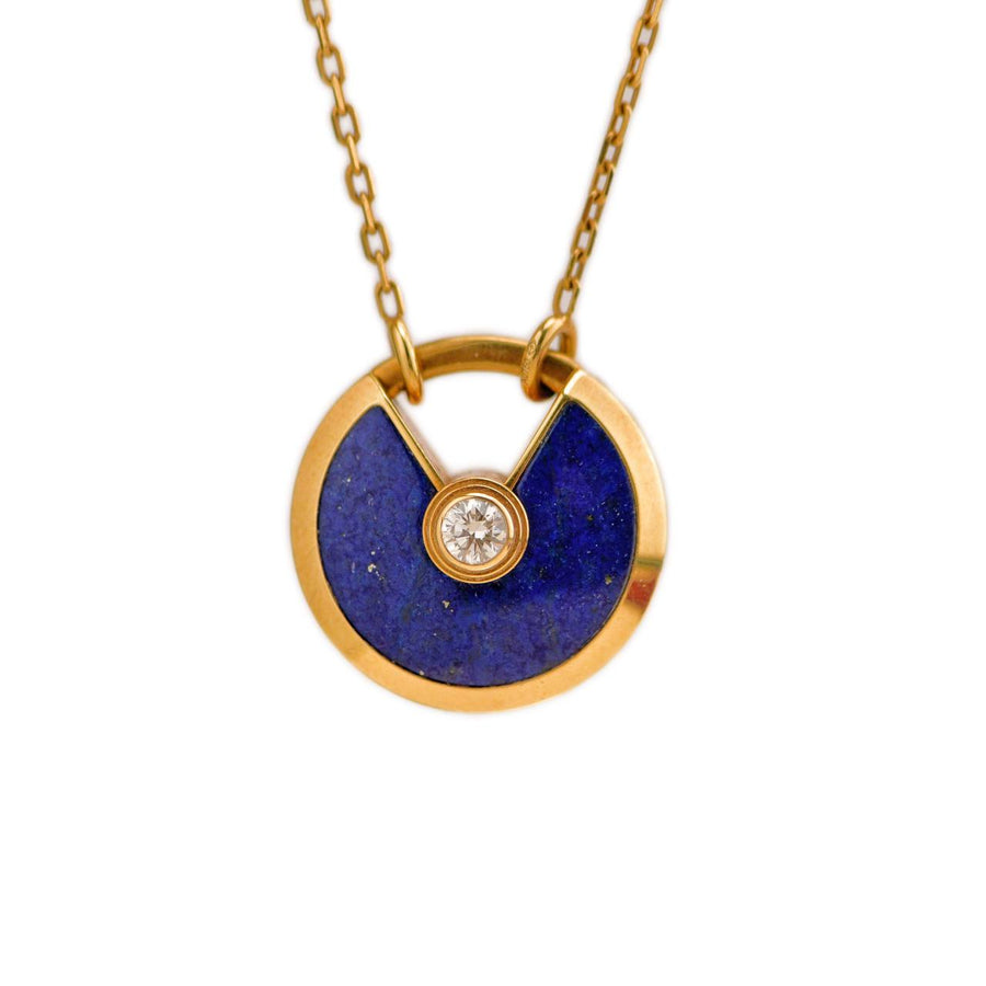 Preloved Cartier Amulette De Cartier 18K Yellow Gold Lapis Lazuli Necklace