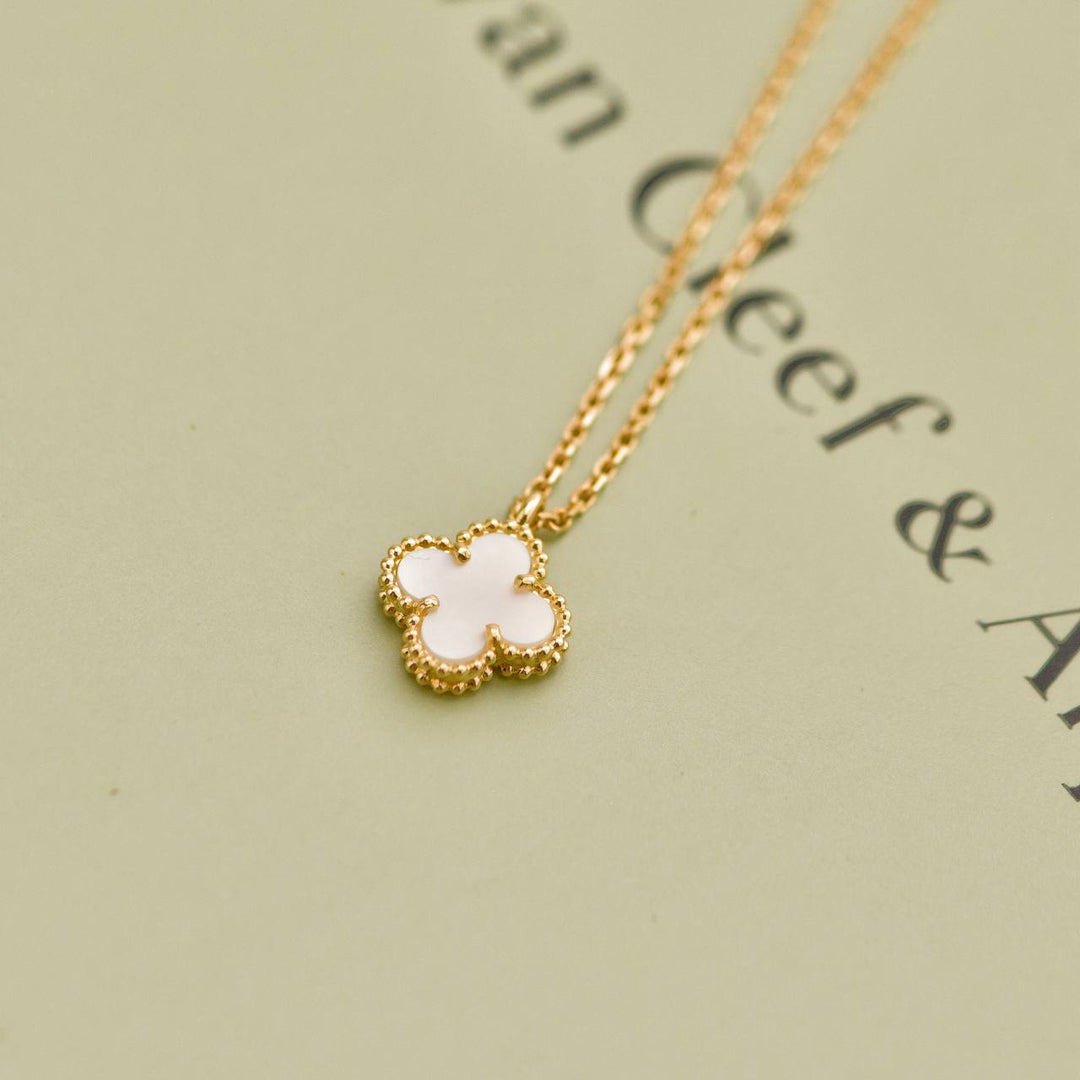 Second Hand Van Cleef & Arpels Sweet Alhambra Mother of Pearl 18K Yellow Gold Pendant Necklace