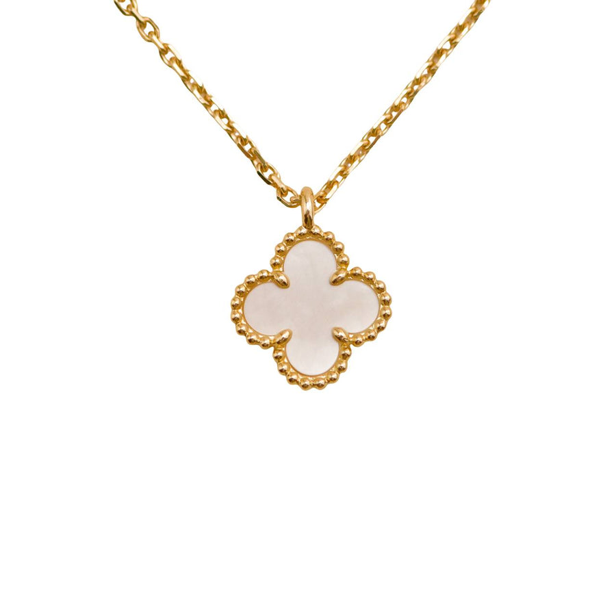 Preloved Van Cleef & Arpels Sweet Alhambra Mother of Pearl 18K Yellow Gold Pendant Necklace