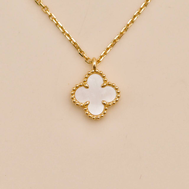 Preloved Van Cleef Sweet Alhambra Mother of Pearl 18K Yellow Gold Pendant Necklace