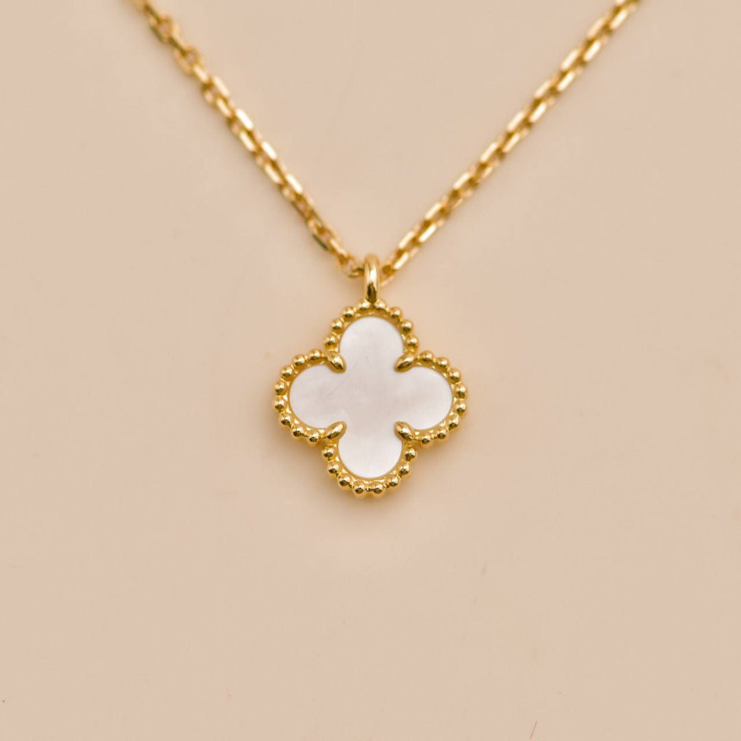 Used Van Cleef & Arpels Sweet Alhambra Mother of Pearl 18K Yellow Gold Pendant Necklace