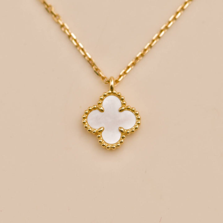 Used Van Cleef & Arpels Sweet Alhambra Mother of Pearl 18K Yellow Gold Pendant Necklace