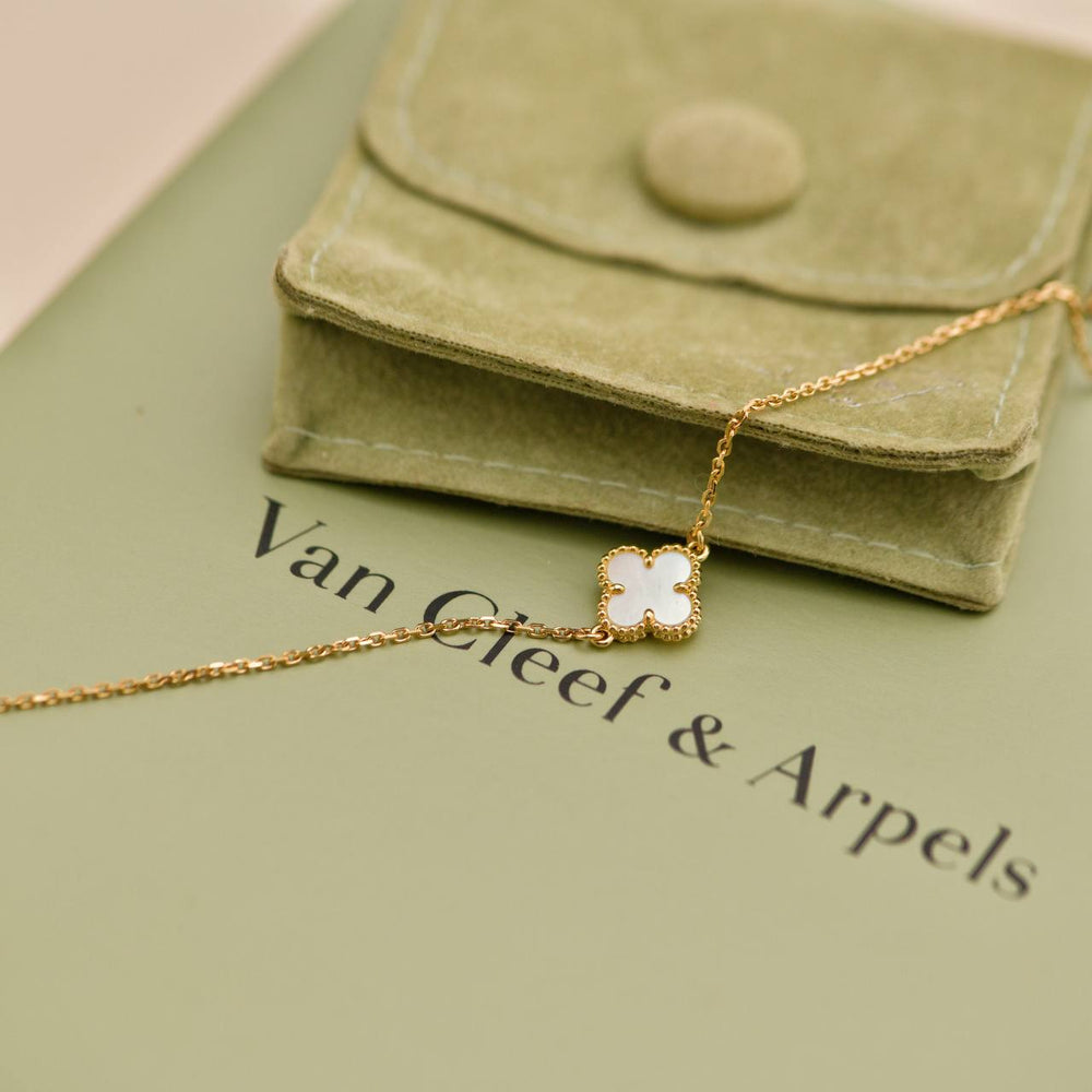 Preowned Van Cleef & Arpels Sweet Alhambra Mother of Pearl Yellow Gold Bracelet