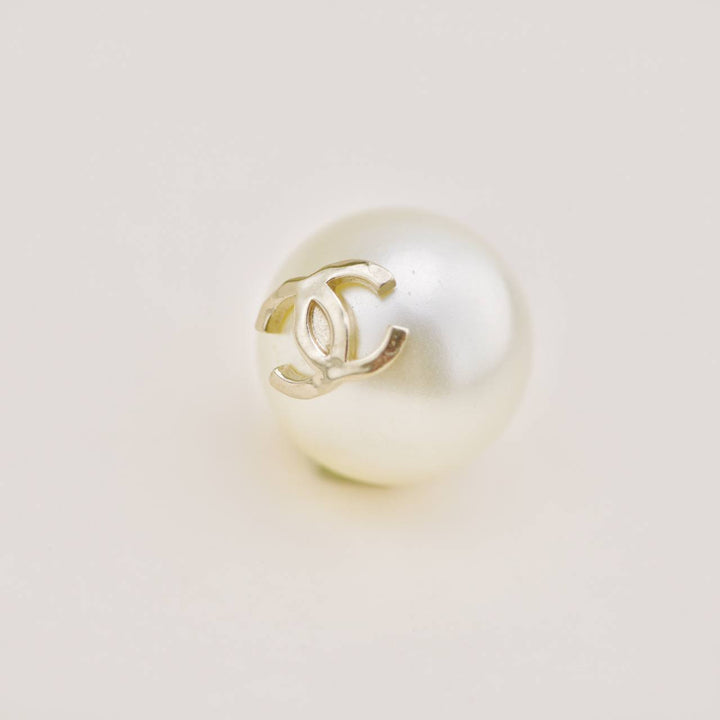 Used Chanel CC Gold-Tone Faux Pearl Earrings