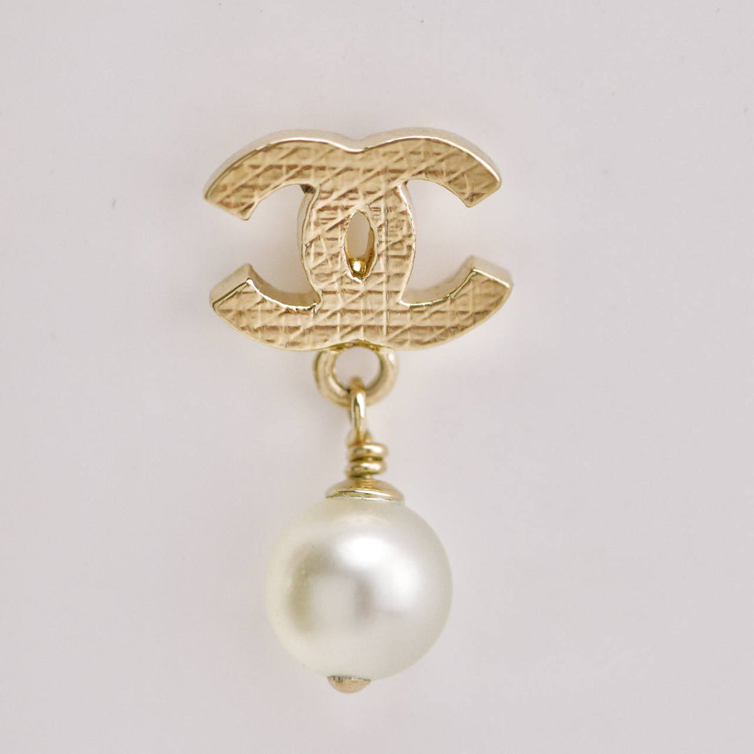Preowned Chanel CC Faux Pearl Drop Earrings
