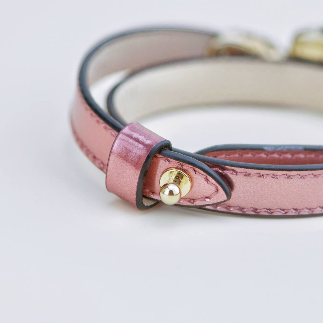Second Hand Bvlgari Serpenti Forever Enamel Pink Leather Bracelet Size S
