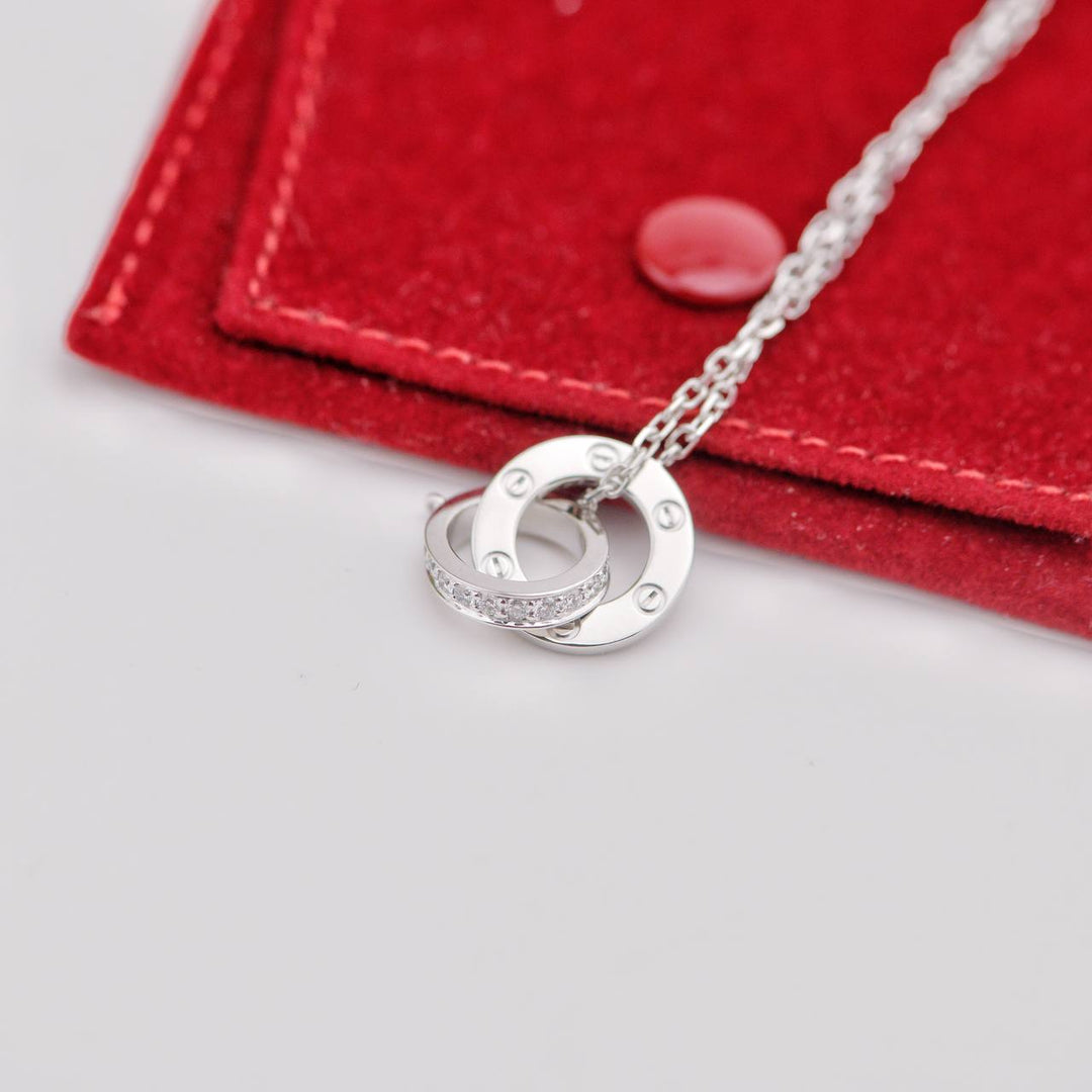 Preloved Cartier Diamond 18K White Gold Love Pendant Necklace 