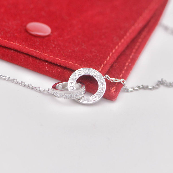 Used Cartier Diamond 18K White Gold Love Necklace 