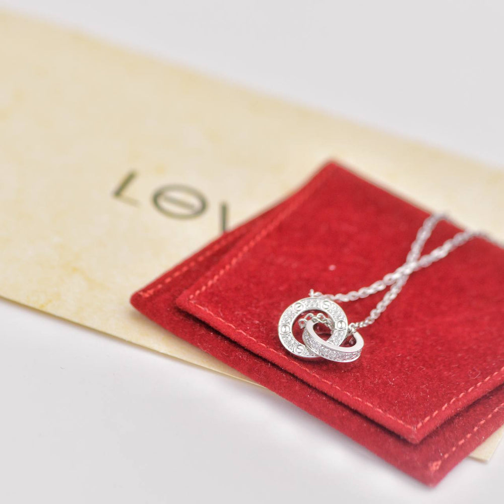 Preowned Cartier Diamond 18K White Gold Love Necklace 