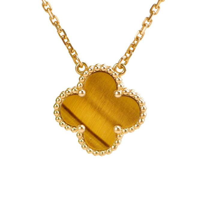 Preloved Van Cleef & Arpels Vintage Alhambra Tiger Eye Pendant Necklace