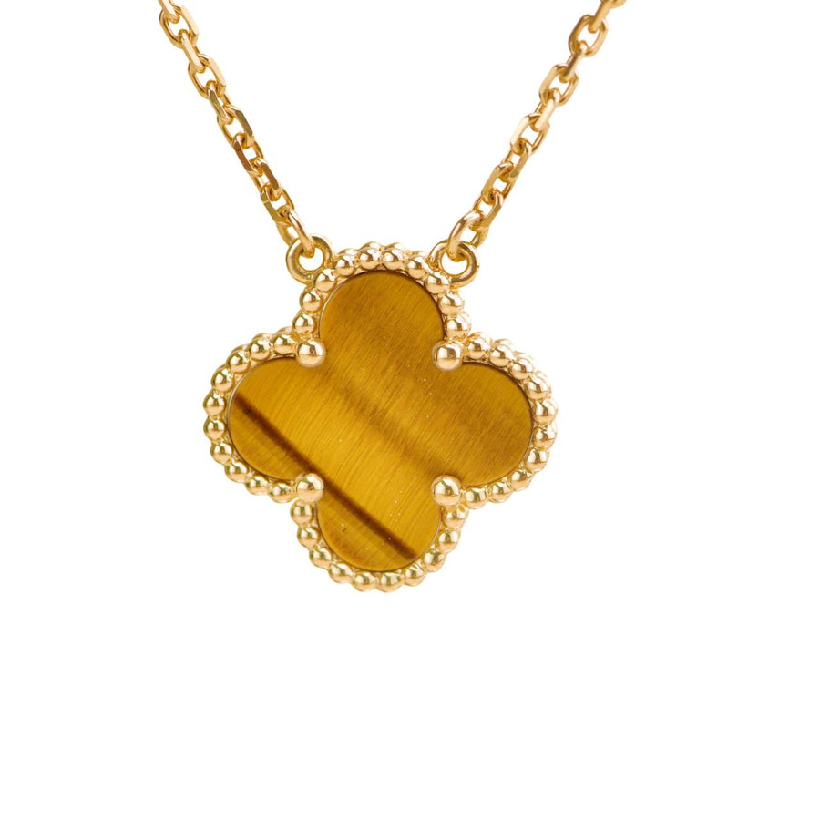 Preloved Van Cleef & Arpels Vintage Alhambra Tiger Eye Pendant Necklace