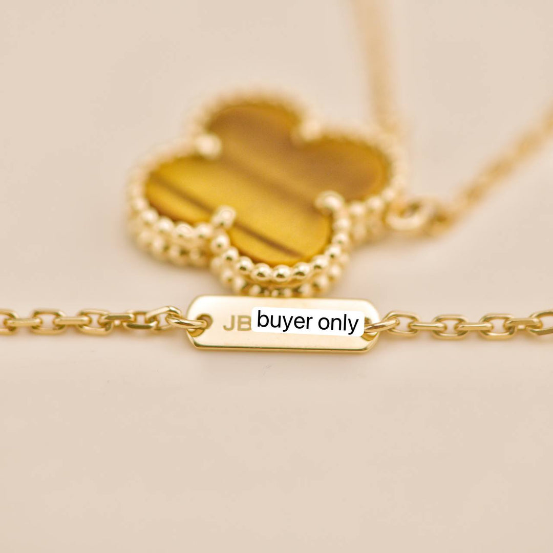 Second Hand Van Cleef Vintage Alhambra Tiger Eye Pendant Necklace
