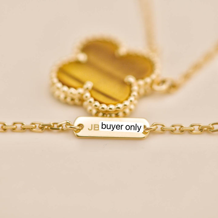 Second Hand Van Cleef Vintage Alhambra Tiger Eye Pendant Necklace