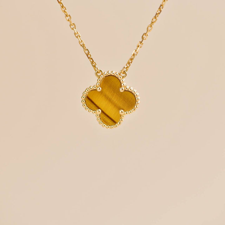 Second Hand Van Cleef & Arpels Vintage Alhambra Tiger Eye Pendant Necklace