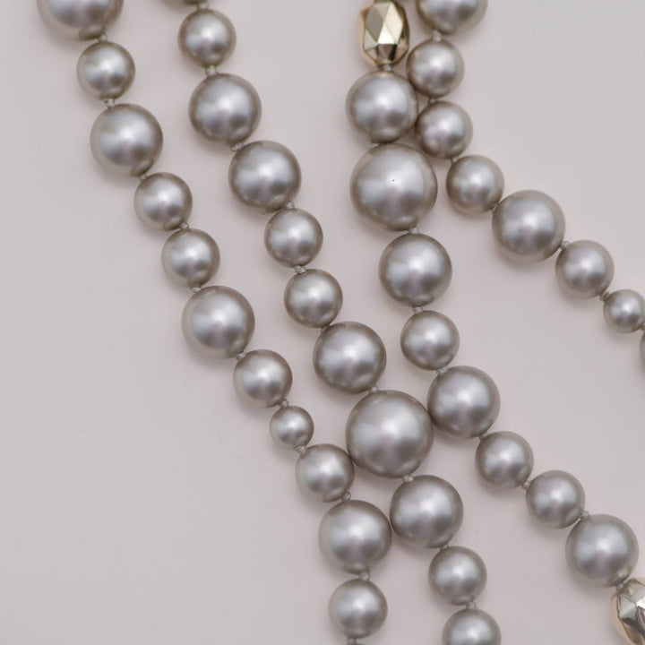 Preloved Chanel CC Collection Faux Grey Pearl Necklace