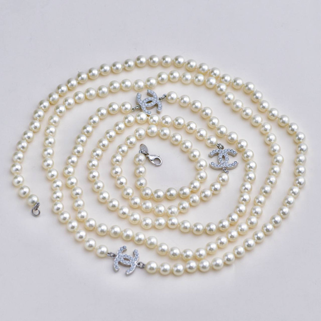 Used Chanel CC Collection Faux Pearl Necklace