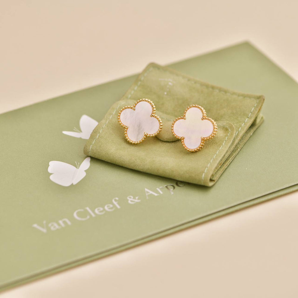 Preowned Van Cleef & Arpels Magic Alhambra Mother of Pearl 18K Yellow Gold Earrings